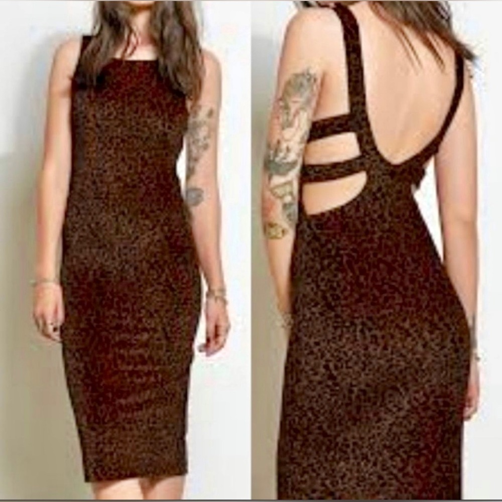 NWT STONE ROW Leopard Cut Out Bodycon Velvet Dress